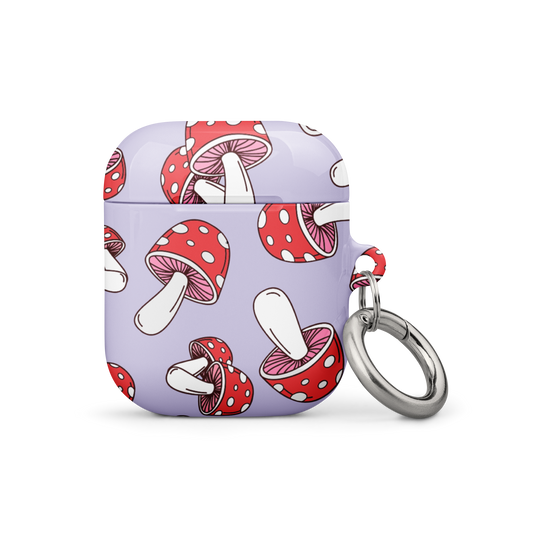 Purple Mushrooms Airpods Case